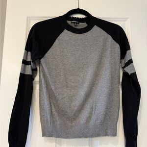Minnie Rose Gray Body Black Raglan Crewneck Sweater